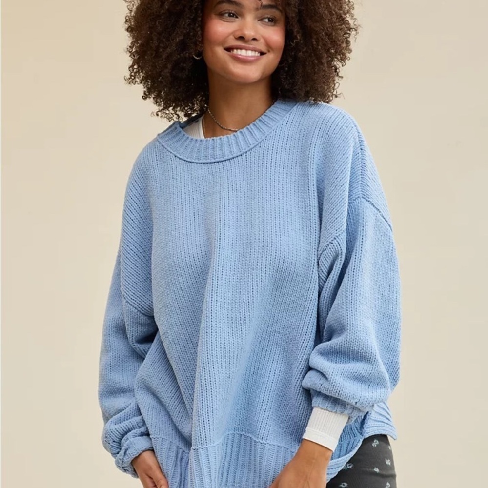 Aerie Light Blue Crew Neck Sweater oversized small pullover